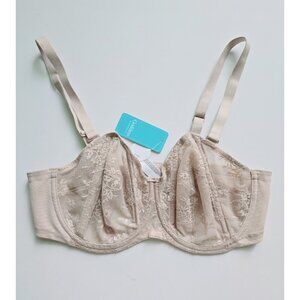 Goddess Verity Lace Unlined Underwire Beige Full Coverage Convertible Bra 38DD